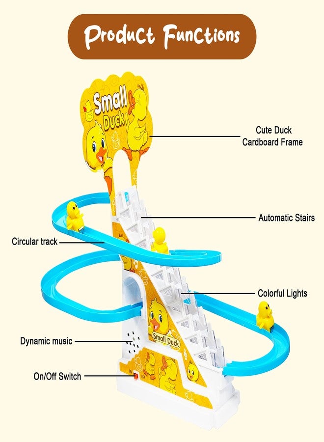 VGRASSP Duck Slide Toy Set, Funny Automatic Duck Chasing Race Track Game Set, Climbing Duckling Lovely Toy Escalator with Lights and Music, Cute Cartoon Ladder with 3 Ducks - Image 5